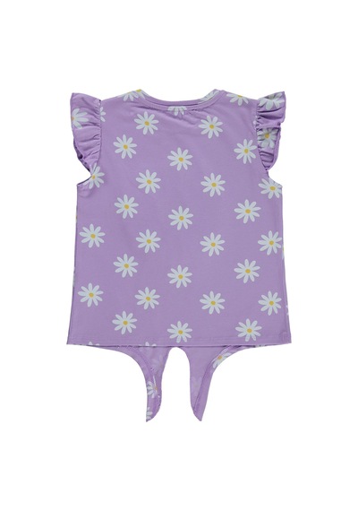 Civil Girls Papatya Desenli 6-9 Yaş Tişört - Lila