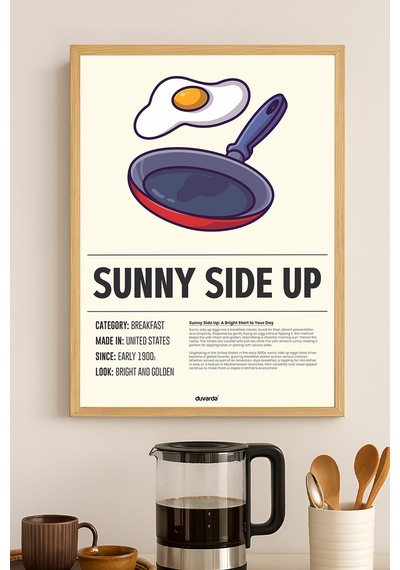 Sunny Side Up Ahşap Çerçeveli Poster, Dekoratif Mutfak Duvar Tablosu
