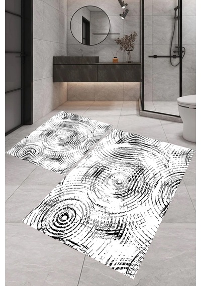 Eliana Home Dijital Baskı 2'li Banyo Paspas Takımı Lna5-fnl327 100x60 Ve 60x50 Cm Beyaz