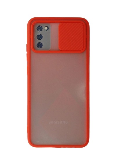 Samsung Uyumlu Galaxy A02s Kılıf Palm Buzlu Kamera Sürgülü Silikon - Kırmızı Çok Renkli