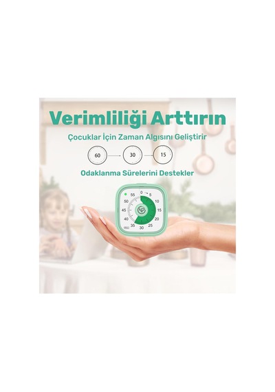 Mutfak,ders,yemek İçin 60dk Analog Alarm Zamanlayıcı,pomodoro Öğrenci Motivasyon Saati Yeşil Çok Renkli
