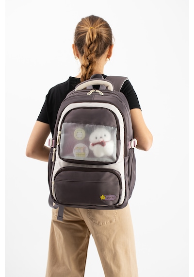 Ventis Qualty Okul Çantası Su Geçirmez Klinkır Kumaş Unisex Sırt Çantası Model 1g Açik Vizon