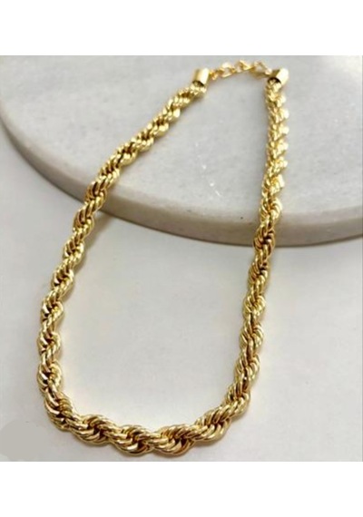 Beren Aksesuar Stainless Steel Çelik Hasır Örgü Zincir Gold