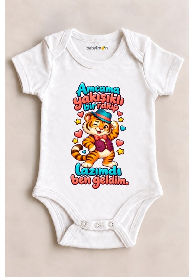 Babylimon Amcama Yakışıklı Bir Rakip Lazımdı Ben Geldim. Beyaz Kısa Kollu Çıtçıtlı Bebek Zıbını Beyaz - 930083771 Beyaz Babylimon Amcama Yakışıklı Bir Rakip Lazımdı Ben Geldim. Beyaz Kısa Kollu Çıtçıtlı Bebek Zıbını Beyaz - 930083771 Beyaz
