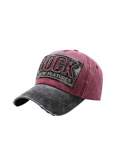 Tezzgelsin Unisex Eskitme Rock Nakışlı Ayarlanabilir Beyzbol Kep Şapka Kırmızı