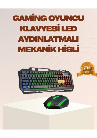 Mekanik Led Klavye Mouse Seti Yüksek Tepki Ergonomi