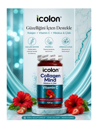 Collagen Mind Vitamin C İçeren Hibiskus Ve Çilek Aromalı Kolajen Macunu 120 G