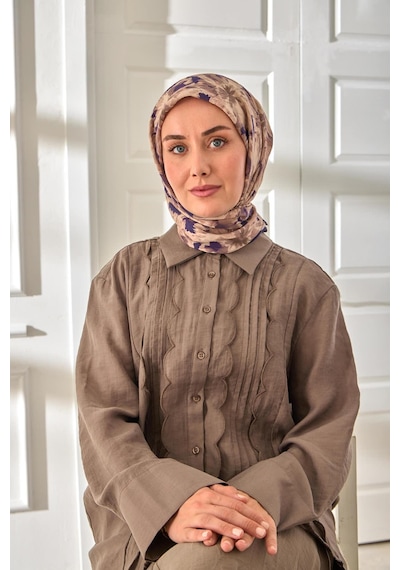 Silk Home Velora Eşarp 161001-16 Morcivert, Vizon, Krem