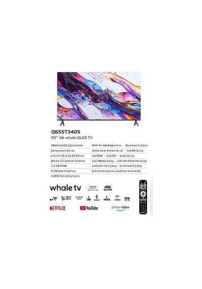 Skytech Q65ST3405 4K Ultra HD 65" 165 Ekran Uydu Alıcılı Smart QLED TV