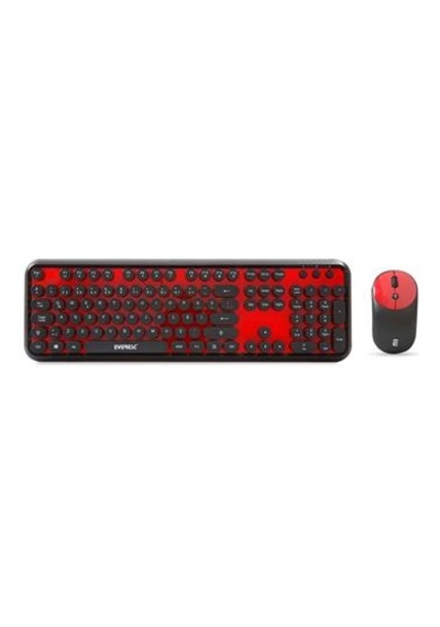 Everest Round Km-6282 Siyah Kırmızı Kablosuz Qmultimedia Klavye + Mouse Set Lazer