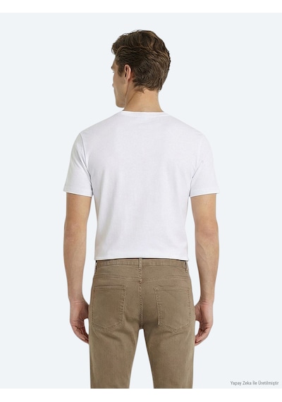 Kip Beyaz Düz %100 Pamuk T-shirt beyaz white