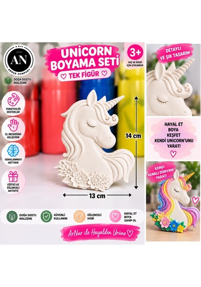 3'lü Unicorn Ve At Taş Boyama Seti