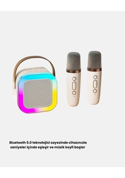 Karaoke Hoparlör Renkli Led Işıklı Type-c Şarjlı 1 Adet