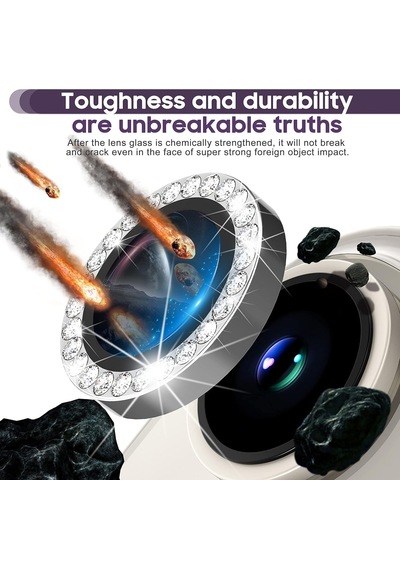 Kamera Koruyucu For 16/16plus İle Uyumlu Taşlı Kamera Lens Koruyucu Metal Temperli Hd Cam Çizilmeye Dayanıklı Kamera Koruyucu Taşlı Silver, İphone 16/16plus