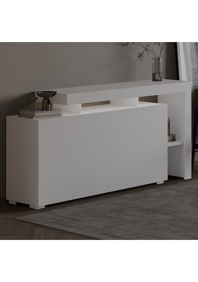 İnarch Dizayn Beliz Led Işıklı Modern Konsol 170 Cm, 4 Kapaklı Ve İç Raflı Depolama, Tasarım Beyaz İnarch Dizayn Beliz Led Işıklı Modern Konsol 170 Cm, 4 Kapaklı Ve İç Raflı Depolama, Tasarım Beyaz