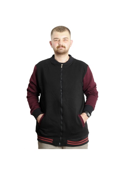 Mode Xl Büyük Beden Erkek Kolej Mont 22618 Siyah-mürdüm Siyah-mürdüm
