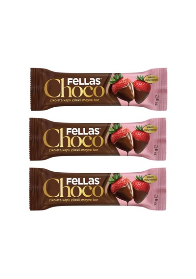 Çikolata Kaplı Meyve Bar Çilek 35gr X3