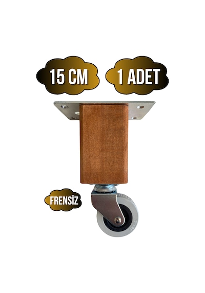 Kale Ahşap Tekerli Ayak Mobilya Masa Ve Dolap Tekerli Ayağı Frensiz 15cm Ceviz 1 Adet Kayın Ceviz