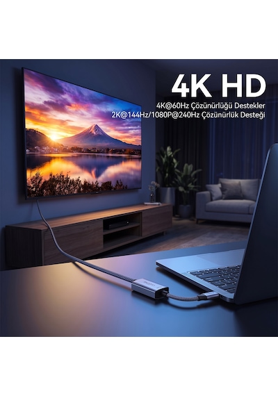 Veggieg Type-c To Hdmı 4k 60hz Ofc Bakır Çevirici Dönüştürücü Adaptör