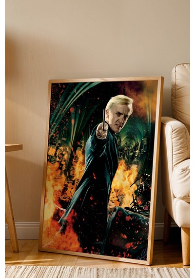 Draco Malfoy Çerçeveli Tablo - Lüks Harry Potter Sinematik Karakter Posteri Duvar Dekoru Alev Temalı Kayın Draco Malfoy Çerçeveli Tablo - Lüks Harry Potter Sinematik Karakter Posteri Duvar Dekoru Alev Temalı Kayın