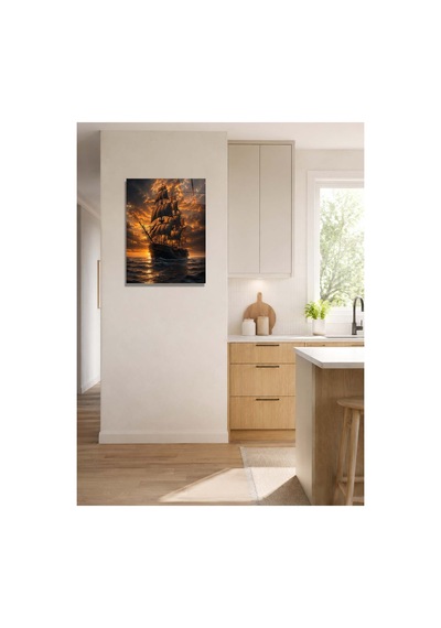 Ufkun Ötesine Yolculuk Gün Batımında Yelkenli Gemi A3 Metal Poster Çok Renkli - 937474939 Çok Renkli - 937474939 Çok Renkli