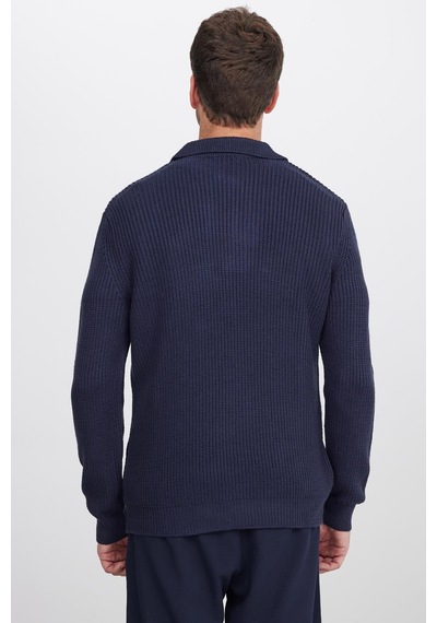 Tudors Erkek Slim Fit Dar Kesim Polo Yaka Lacivert Kazak-41795 Lacivert