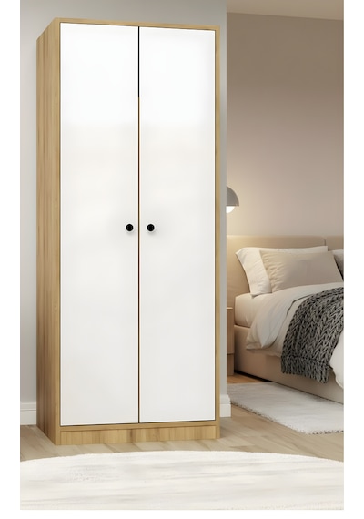 Moderno 2 Kapaklı 5 Raflı Askılıklı Gardırop - Safir Meşe Modüler Elbise Dolabı Safir Meşe Moderno 2 Kapaklı 5 Raflı Askılıklı Gardırop - Safir Meşe Modüler Elbise Dolabı Safir Meşe