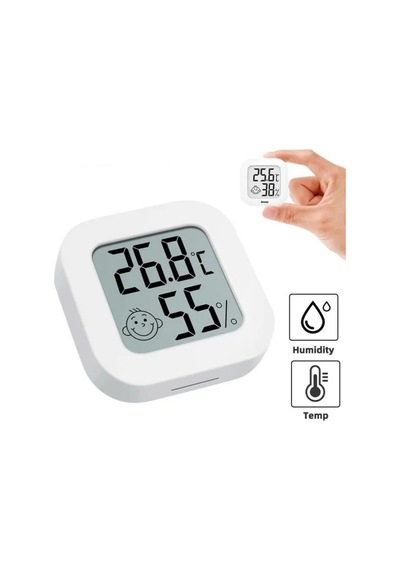 2 Adet Digital Lcd Termometre - Akıllı Sıcaklık Ve Nem Ölçer - Beyaz - Anlık Takip Özelliği