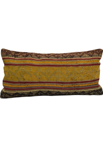 Zehra Abla Halı Yeni El Dokuma Dekoratif Lumbar Kilim Kırlent Yastık Kılıfı 6635 Çok Renkli