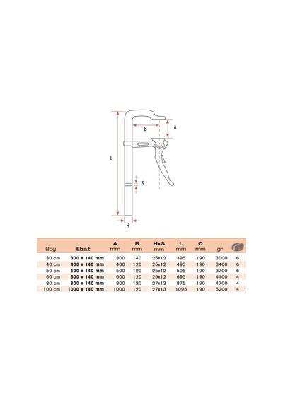 BULUT Hızlı Tip Dövme Çelik İşkence 60 cm 600x140 mm