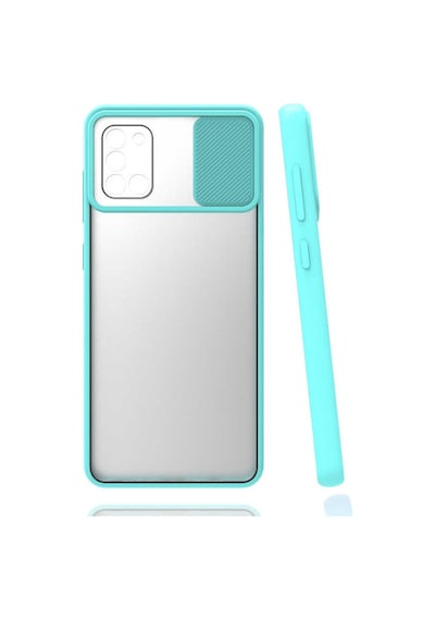 Kilifone - Samsung Uyumlu Galaxy A31 - Kılıf Slayt Sürgülü Arkası Buzlu Lensi Kapak - Turkuaz