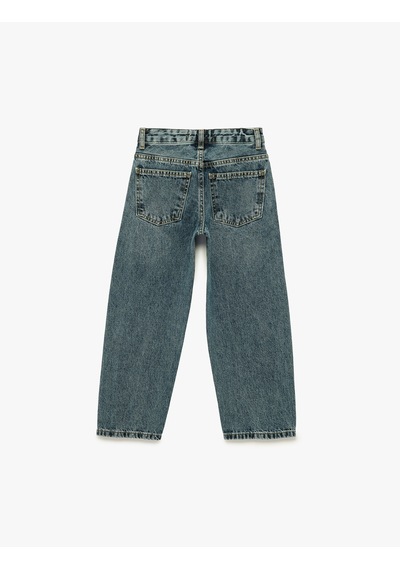 Koton Pamuklu Oversize Cepli Denim Balon Pantolon Lacivert 6skb40050td
