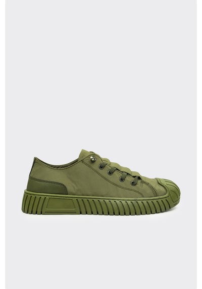 Derinet Lastik Bağcıklı Kadın Sneaker Haki Haki