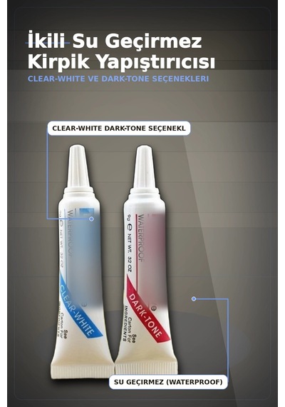 Kirpik Yapistirici Beyaz Ve Siyah Ikili Set - 2 Adet, Takma Kirpik Yapistiricisi Bx-313427