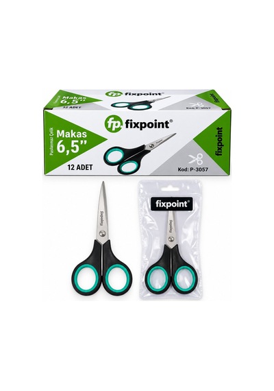 Fixpoint Makas 6.5" Lacivert Yeşil Saplı- 12'li Paket