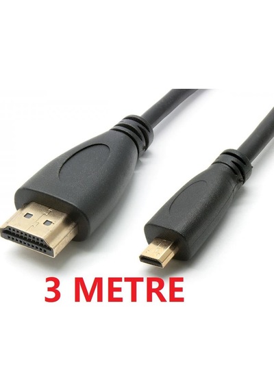 3 Metre Micro - Mikro Hdmı To Hdmi Çevirici Dönüştürücü Kablo