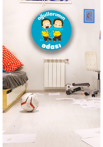 Ikiz Erkek Çocuk Odası Tablo Modeli, Ahşap Kapı Duvar Süsü, Ikiz Bebek Dekoru