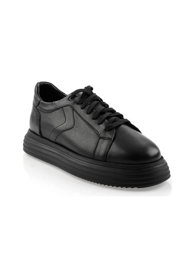 Bambi Siyah Hakiki Deri Erkek Sneaker E01595002543 Siyah
