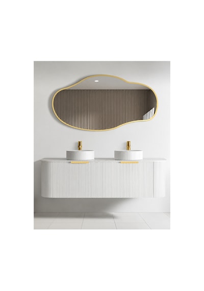 Ant Home Asimetrik Ayna Çerçeveli Ayna Duvar Aynası Konsol Aynası Banyo Aynası Çerçeveli Ayna Gold