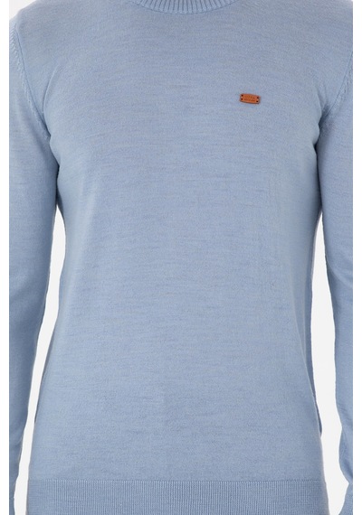 U.S. Polo Assn. Erkek Slim Fit Bisiklet Yaka Açık Mavi Melanj Kazak 50297040-VR112