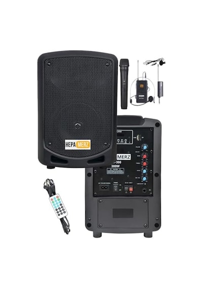 Hepa Merz Hs-300ex Taşınabilir Şarjlı Ses Sistemi Çift Mikrofonlu Bluetooth Usb 6.5 İnç 300w