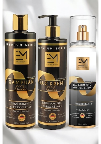 Em Amanos Beauty Paris Ekstra Keratin & Protein Şampuan 375 ML + Saç Kremi 375 ML + Keratin Saç Bakım Sütü 200 ML