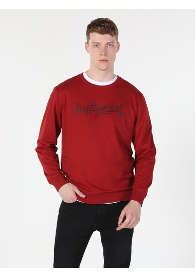 Colin's Regular Fit Baskılı Kırmızı Erkek Sweatshirt CL1060123_Q1.V2_RED Kırmızı