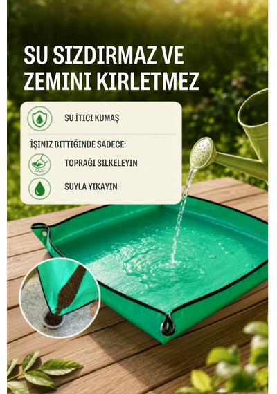 Bitki Saksı Değişim Matı 50x50 Cm Su Geçirmez Çıtçıtlı Çiçek Toprak Değiştirme Örtüsü