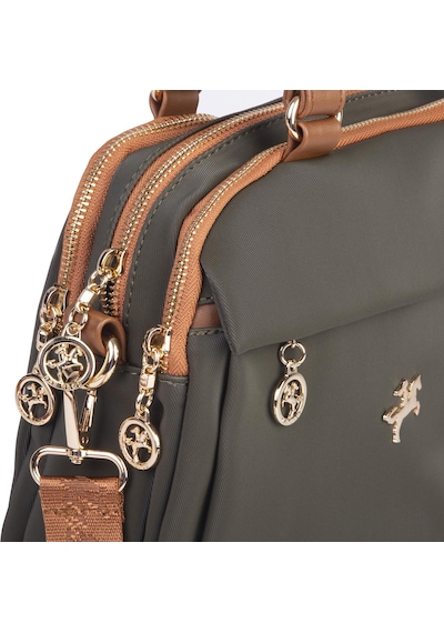Nas Bag Kadın Çok Gözlü El Omuz Ve Çapraz Çantası 25x20 Cm Yeşil Taba Buzzy Yeşil - Taba