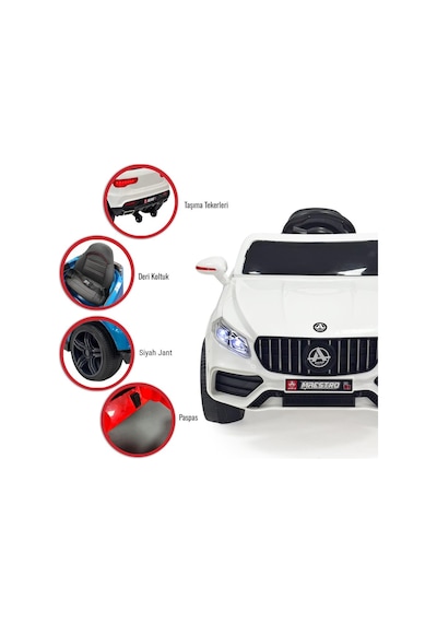 Maestro Gt 4x2 12v Akülü Uzaktan Kumandalı Emniyet Kemerli 2x Arka Süspansiyonlu Çocuk Akülü Araba Beyaz