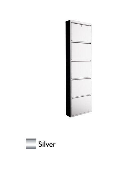 Evdemo Kilitli 5 Kapaklı Metal Ayakkabılık Silver