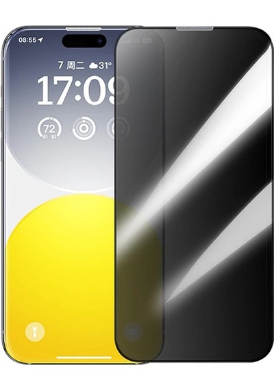 Baseus Schott iPhone Uyumlu 15 Pro Privacy Hayalet Full Koruma Tempered Cam Ekran Koruyucu- 5775