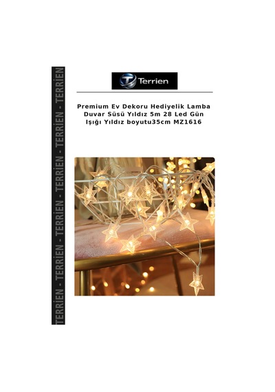 Premium Ev Dekoru Hediyelik Lamba Duvar Süsü Yıldız 5m 28 Led Gün Işığı Yıldız Boyutu35cm Mz1616