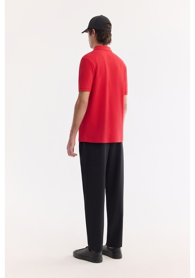 Avva Erkek Kırmızı Kıvrılmaz Polo Yaka %100 Pamuk Basic Regular Fit T-shirt B001032